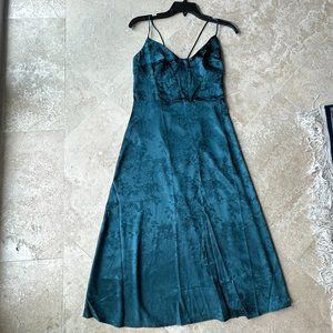 RIHOAS Dark Green Midi Dress Size Medium Corset Style Top and Tie Back